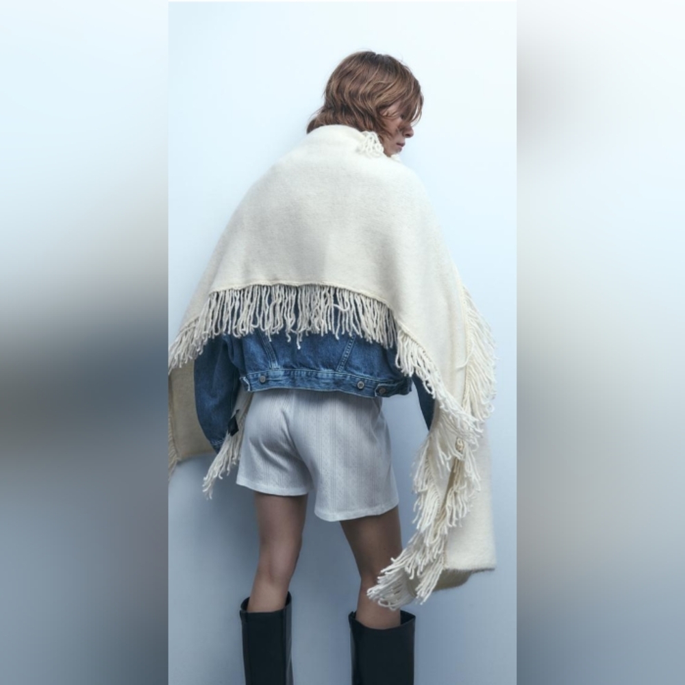 NEW Zara Alpaca Wool Fringe Scarf